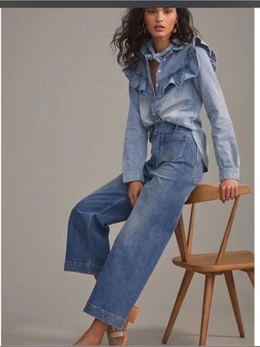 Pilcro The Skipper Cropped Wide-Leg Jeans Size 26